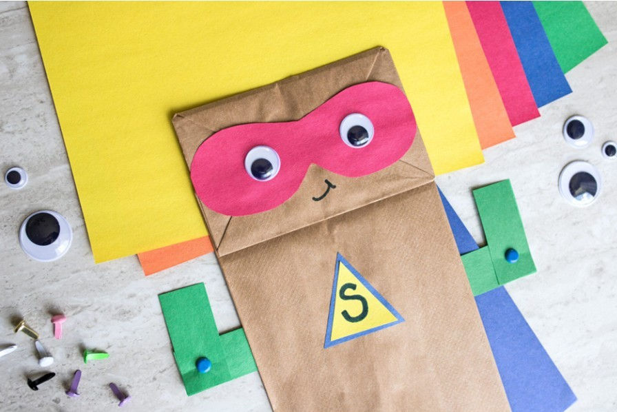 Photo of a paperbag super hero project.