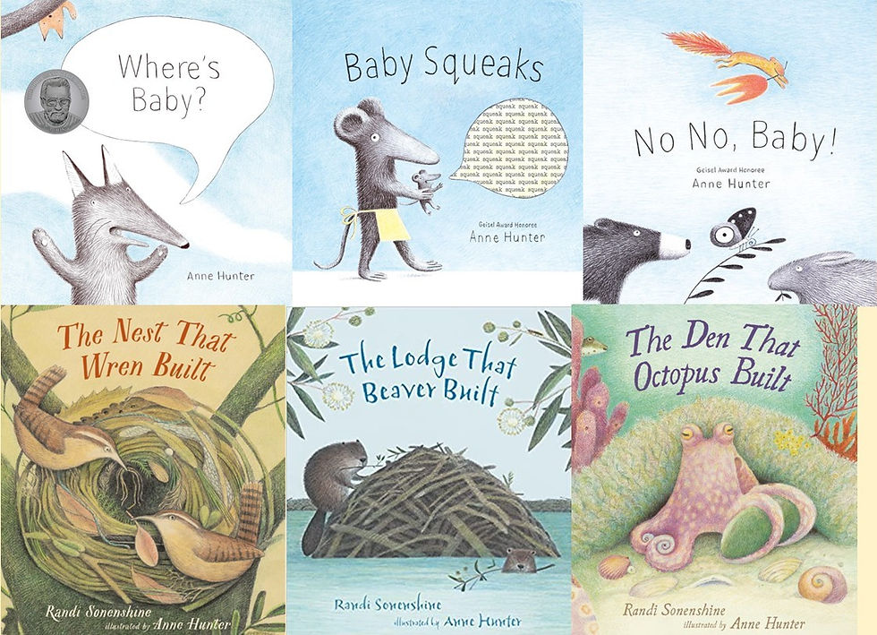 Collage of six of the covers of Anne's books.