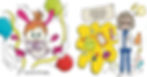 Internal spread - on the left, a girl jumps in the air spread-eagle, with balloons and streamers floating around her. On the right, a scientist in a lab coat holds a vial and a test tube, while an orange cloud to her left has a clipboard, beakers, atomic symbols, and a molecule model in it and lightning bolts and a light bulb float around the scientist.