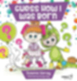 Book cover - A child in a green dinosaur suit and another child in a tutu, pants, sneakers, a floppy puppy ear headband and a cloth tail are surrounded by balloons and question marks.