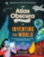 Book cover - a person marveling at a light bulb, cavepersons awed by a fire, a scuba diver, a shuttle, and fireworks.