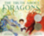 Book cover - a boy holds the muzzles of a blue and a red dragon.