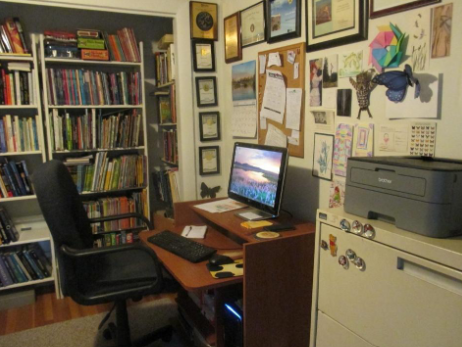 Photo of Melissa Stewart's working space.