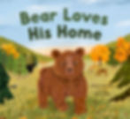 Book cover - bear cub standing in middle of a field, with hills, fall trees, and a deer.