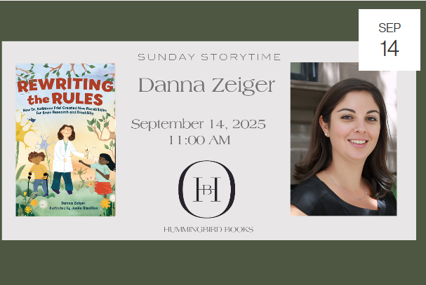 Advertising flier from Hummingbird Books with the book cover on the left and Danna's author photo on the right.