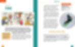 Internal spread - on the left a three panel comic of a kid making an automatic Rube Goldberg cat feeder. A timer that releases the food which makes a wheel spin and releases water. On the right, spot image of a kid sledding doena snowy hill.