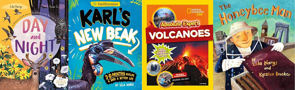 Collage of the covers of four of Lela's books.