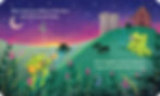 Internal spread - in the foreground, on the left a frog plays a guitar and on the right, a frog sings. Behind them, a mower cuts hay two horses nibble grass, and a tractor heads toward the barn as the sun sets.