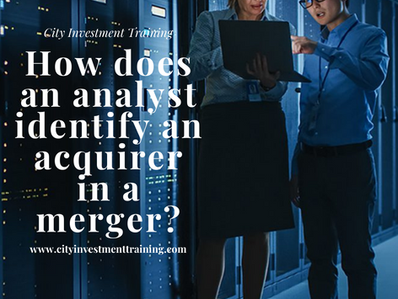 How does an analyst identify an acquirer in a merger?