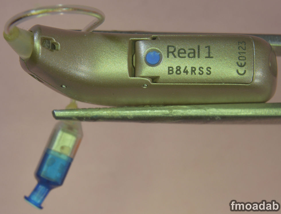 Thumbnail: pair of Oticon Real1 T RIC digital hearing aids iPhone compatible