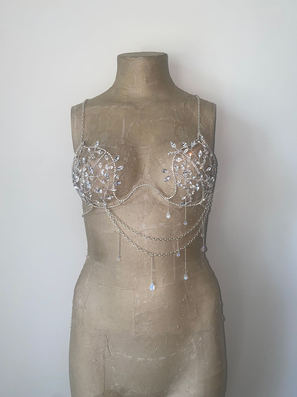 Thumbnail: Luxury Lingerie by Florence Morris-Clarke – Crystal Bespoke Mermaid Showgirl Burlesque Costume Bra, Bikini, Bodychain