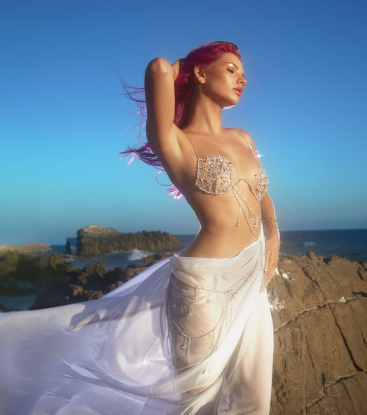 Luxury Lingerie by Florence Morris-Clarke – Crystal Embellished Bespoke Mermaid Lace Showgirl Burlesque Costume Designer Fashion Luxurious Bras, Briefs, Knickers, Corsets, Bodychains, Underwear