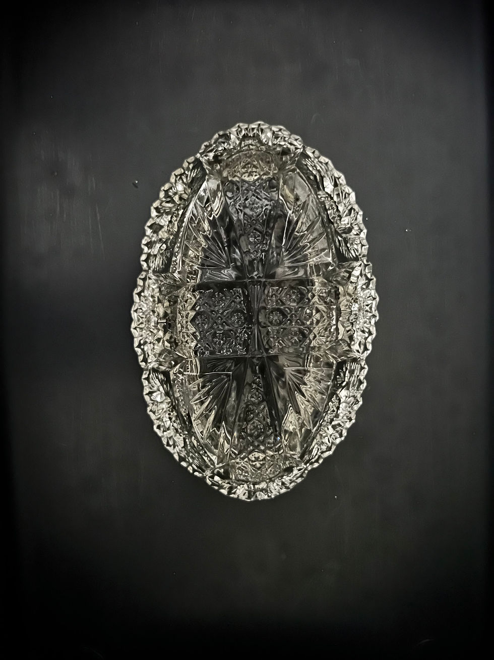 Thumbnail: American Brilliant Cut Sawtooth Double Pinwheel Crystal Dish