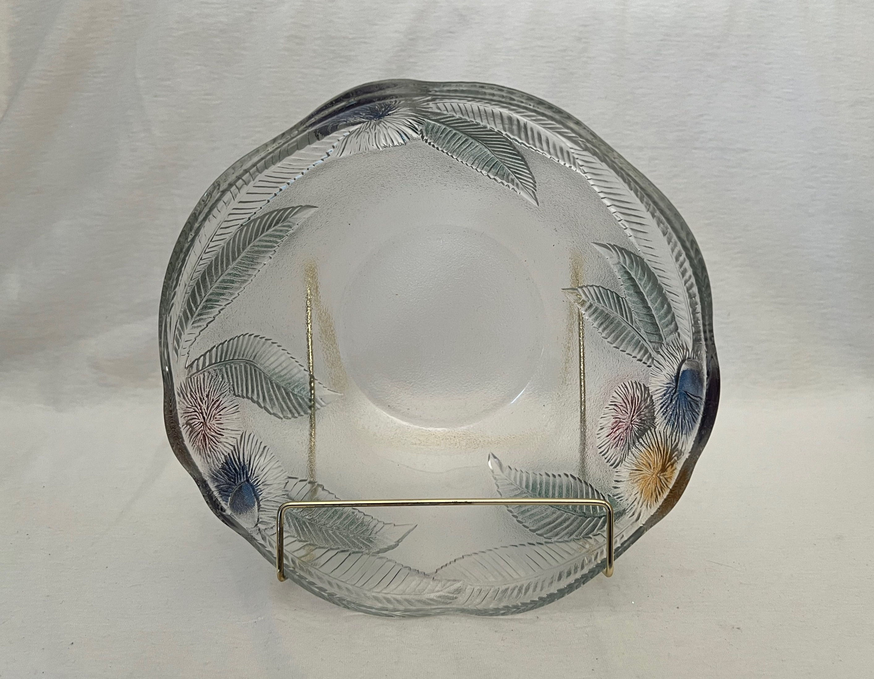 Vtg Arcoroc Arc Luminarc Cristal D'arques France Clear Floral Serving Bowl