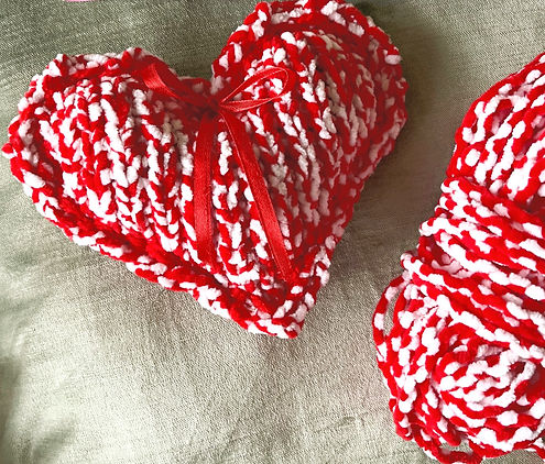 Valentine knitted hearts knitted in King Cole Yummy Crush