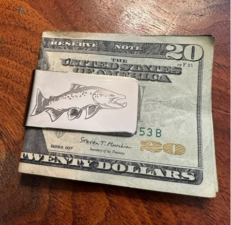 Thumbnail: Stainless Engraved Money Clip (Salmon Fish)