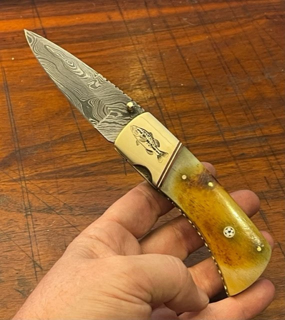 Thumbnail: Calico Kelp Bass Folding Knife with Sheath