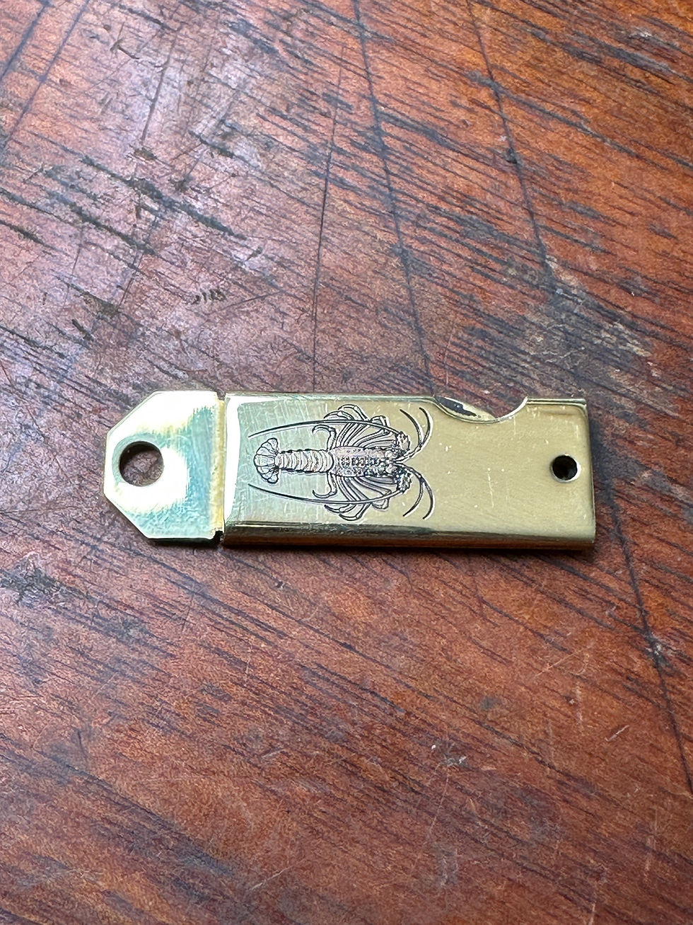 Thumbnail: Brass lobster key chain quick disconnect clip. 
