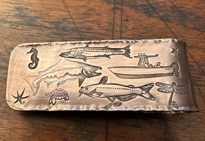 Thumbnail: Copper Frankenstein Fish Money Clip.