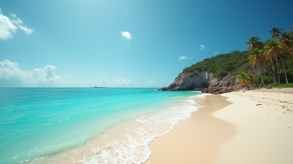 Wide angle view of a stunning beach with turquoise waters