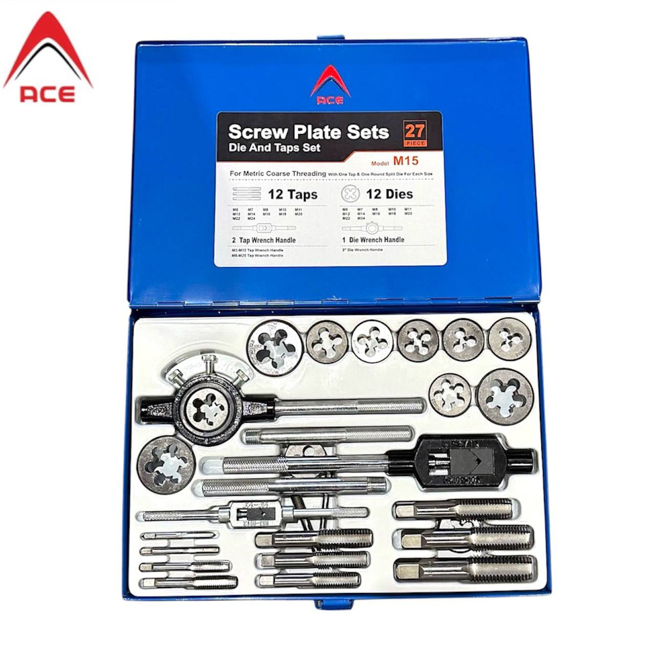 IMPA 632216 Screw Plate Set Metric Coarse M6.0 - M24 (26PCSSET) (M15)