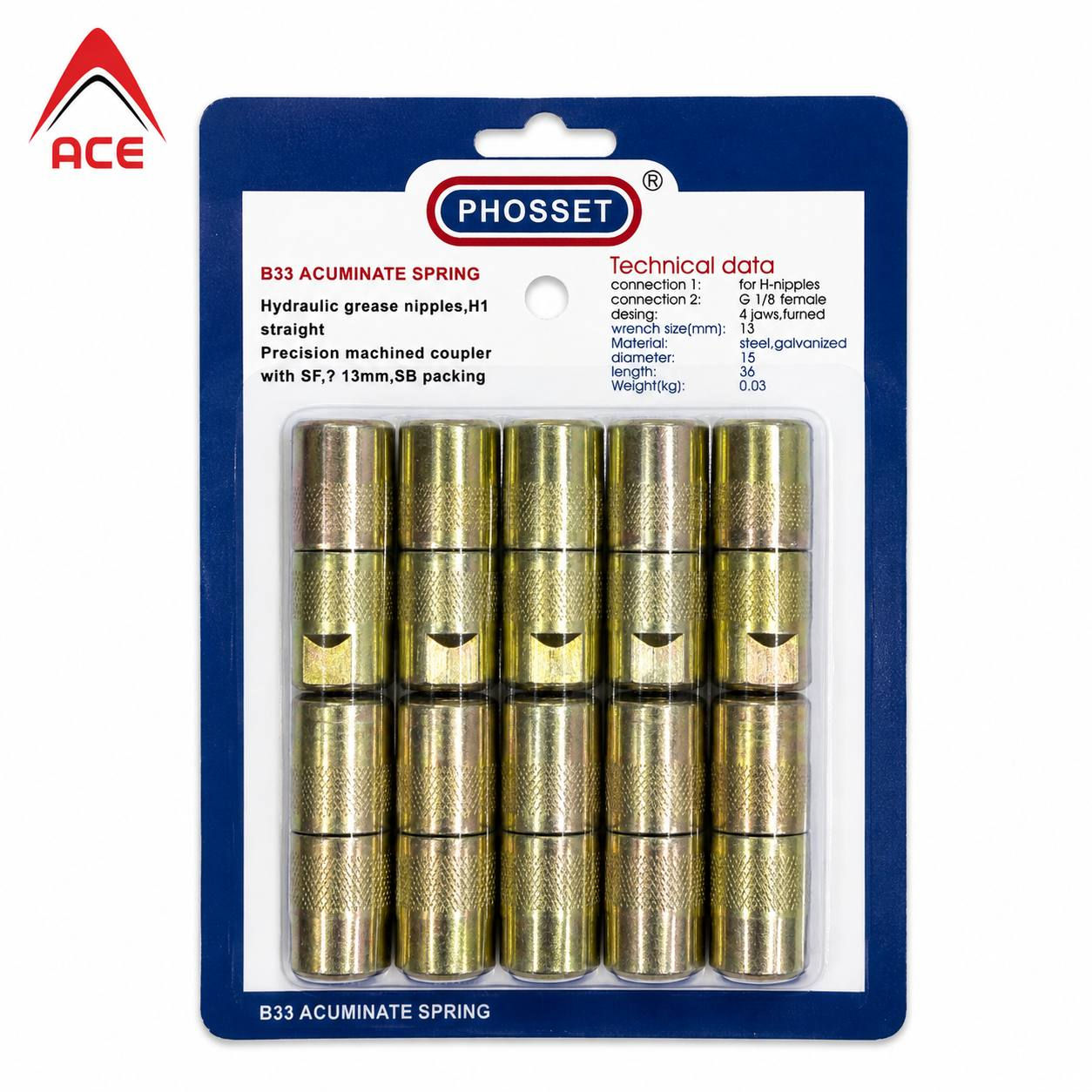 Hydraulic Grease Nipple H1 Straight 10PCS/Card