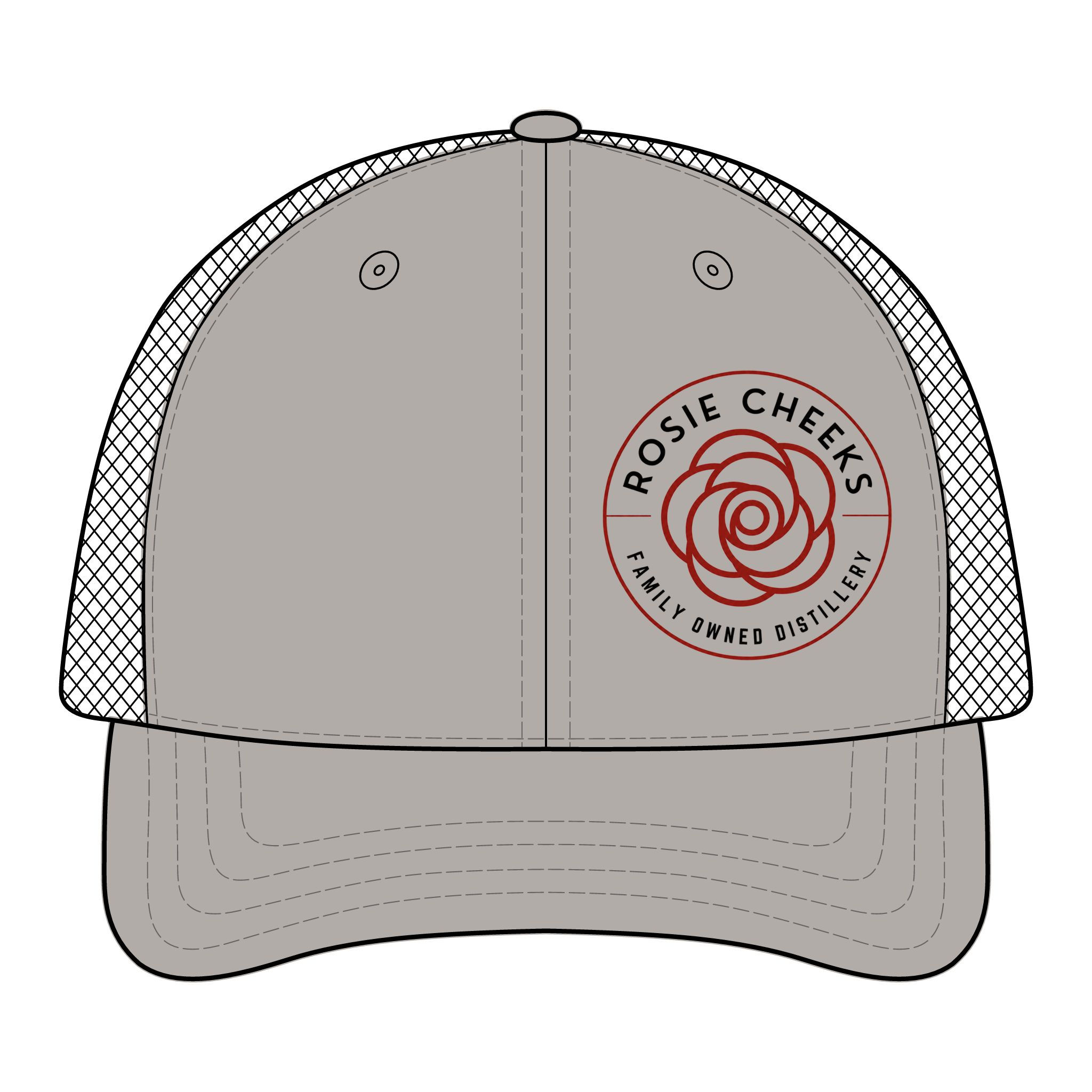 Rosie Cheeks Trucker Cap - Retro Floral Logo Mesh Hat