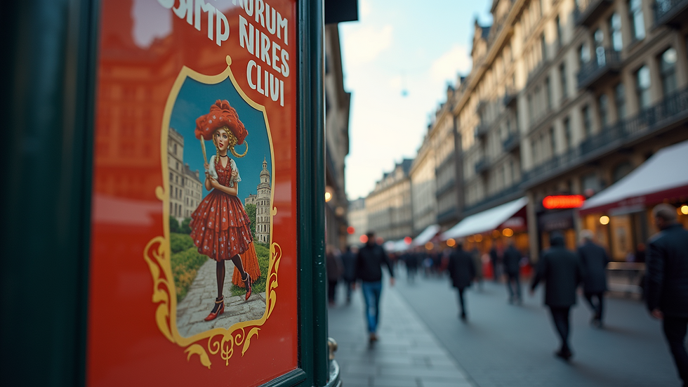 Eye-level view of the iconic Edinburgh Festival Fringe poster