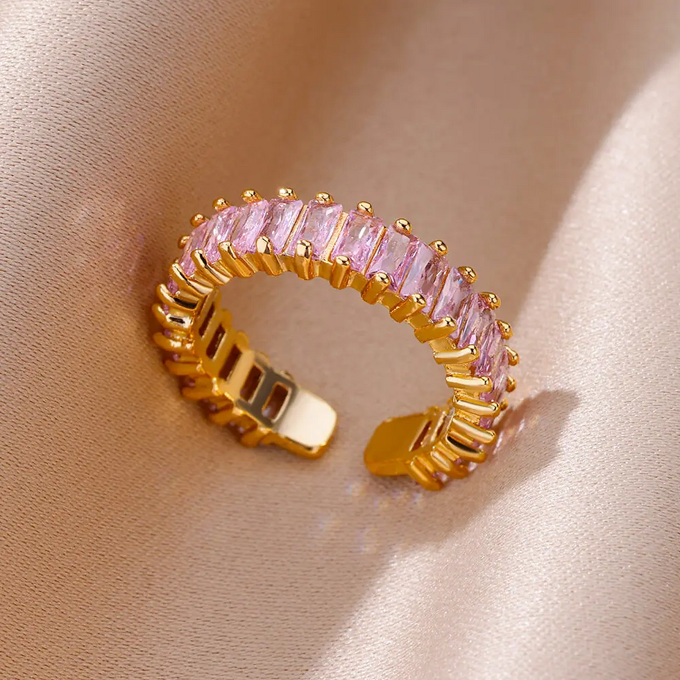 Thumbnail: Cubic Zirconic Rectangle Open Rings For Women Men Gold Color Wedding Engaement R