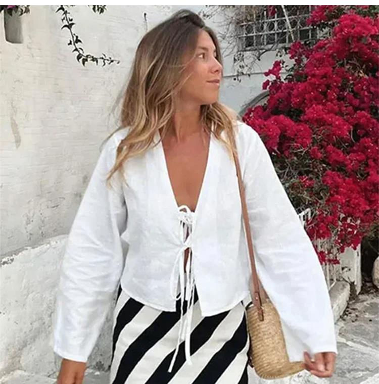 Thumbnail: The Provence Linen Tie Blouse