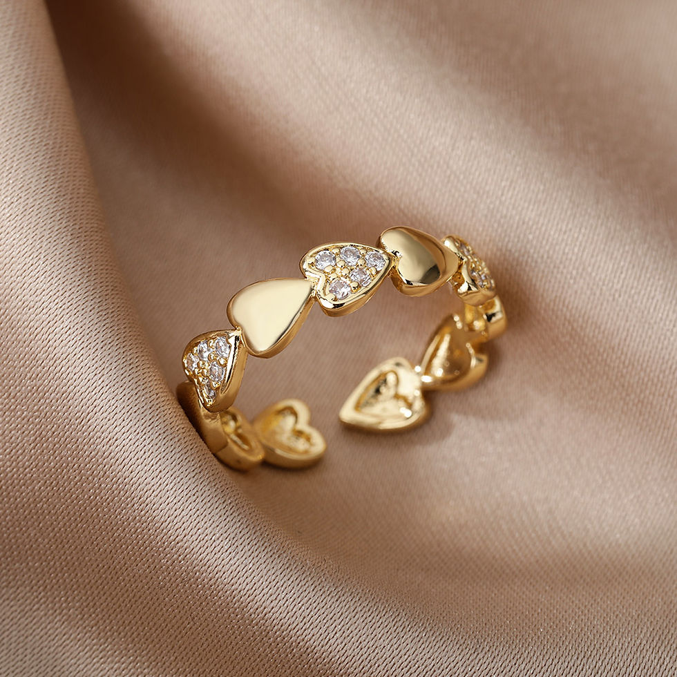 Thumbnail: Luxury Zircon Geometric Rings For Women Stainless Steel Gold Color Open Ring Tre