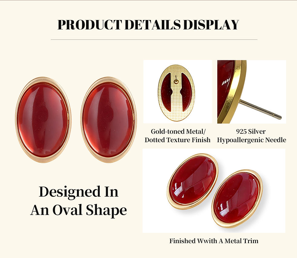 Thumbnail: Vintage Red Resin Women's Earrings Stud Earrings Luxury large Geometric Oval ear