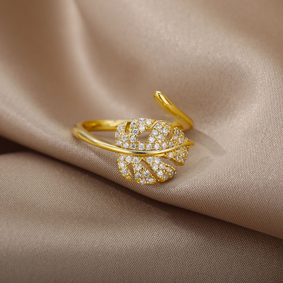 Thumbnail: Luxury Zircon Geometric Rings For Women Stainless Steel Gold Color Open Ring Tre