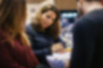 work-conversation-writing-discussion-paper-pen-in-conversation-selling-woman-three-people-