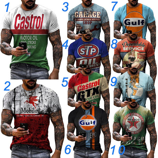 Vintage Oil Short-sleeved T-shirt 3D Letter Printing T-shirt Summer New Men's Co