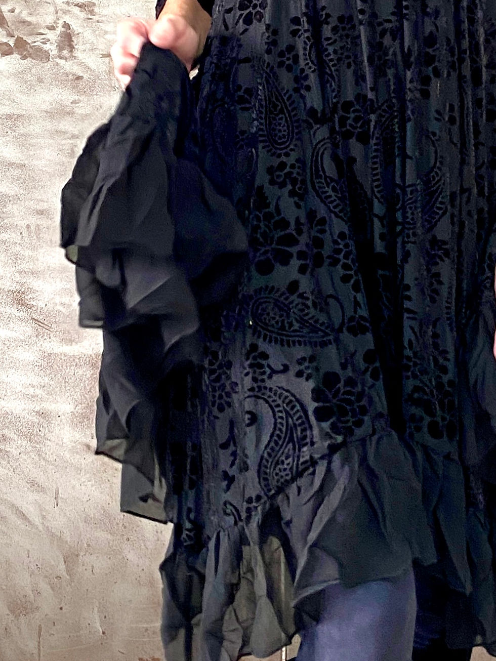 Thumbnail: Natalie 3/4 Soft Black Paisley velvet