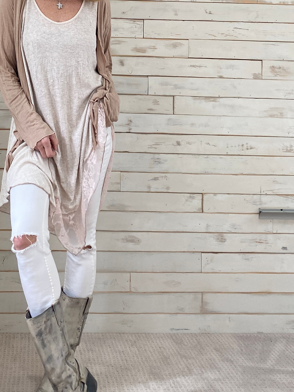 Thumbnail: Lauren Tank/dress Soft Oat/Pink
