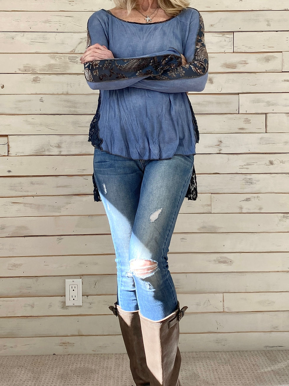 Maggie Denim Open Back Top