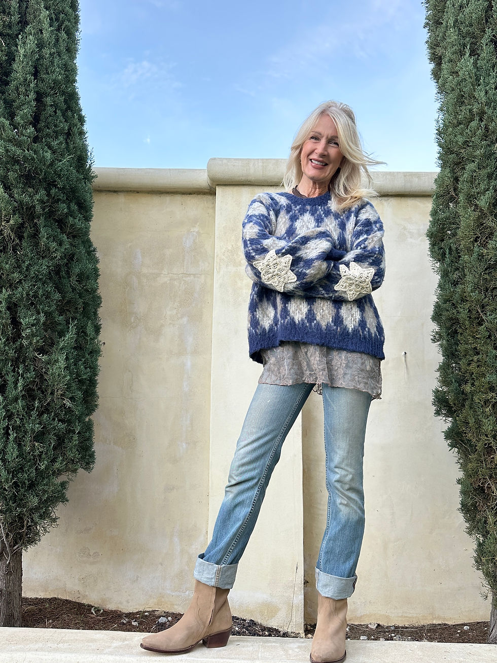 Thumbnail: Ali denim/gray sweater 