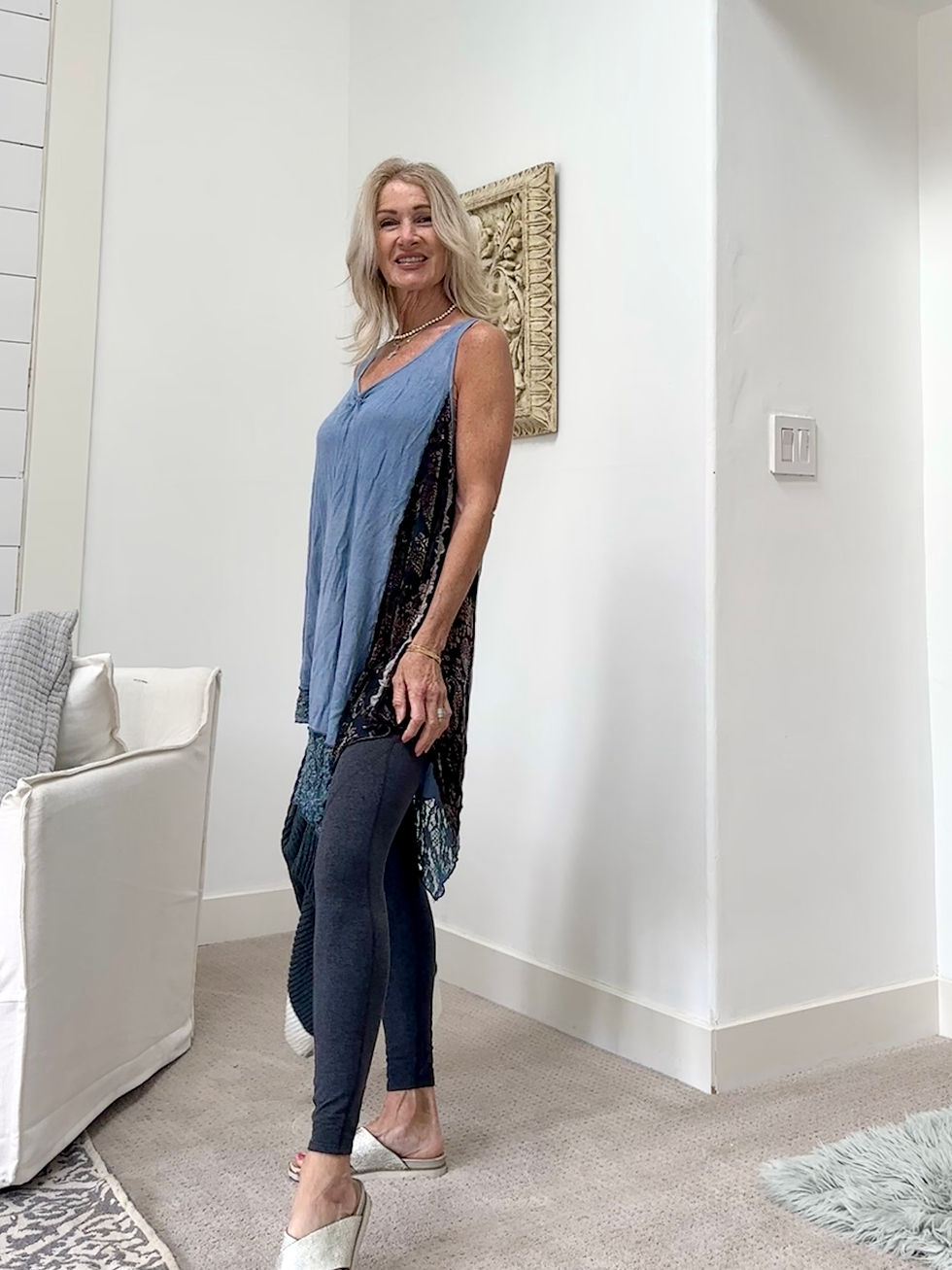 Thumbnail: Lauren Tunic tank washed denim