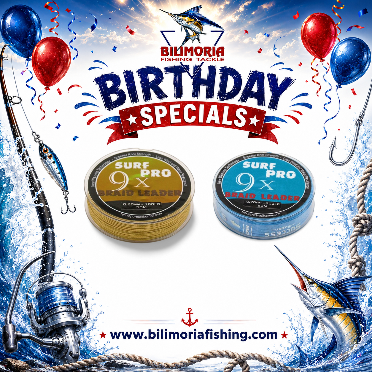 Birthday Specials: Tecni Perline Surf Pro 9X Braid Leader: 50m