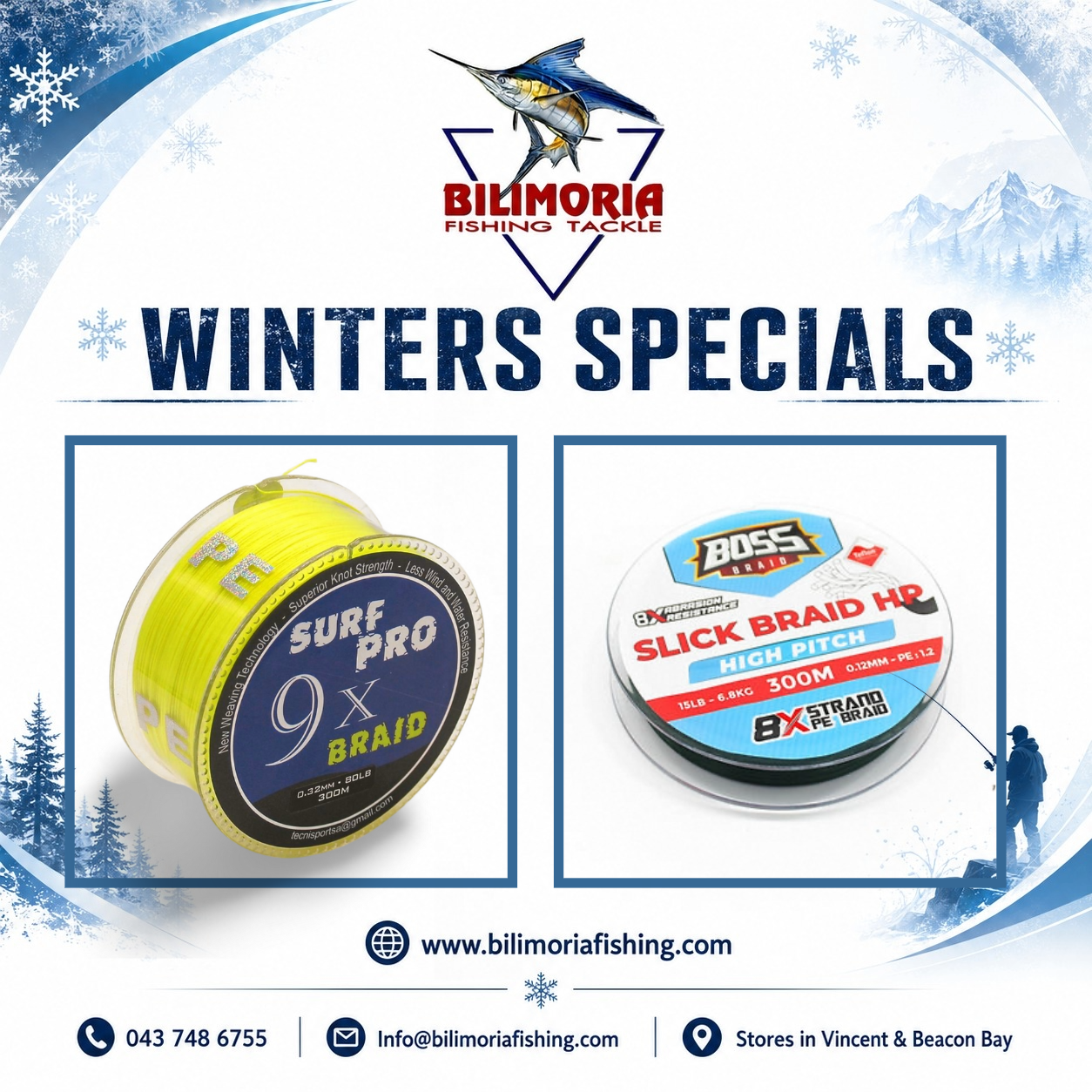 Winter Specials: Tecni Perline Surf Pro 9X Braid 300m & Boss Slick HP 300m Braid