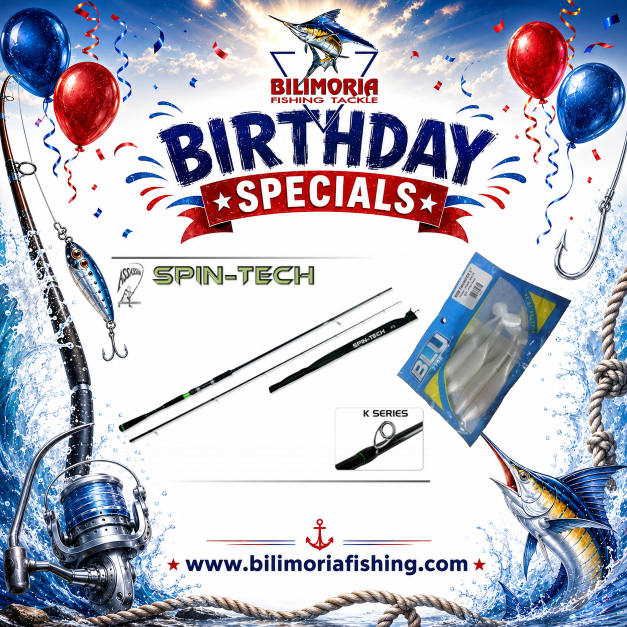 Birthday Specials: Assassin Spin-Tech Rod n& FREE Blu Paddletails