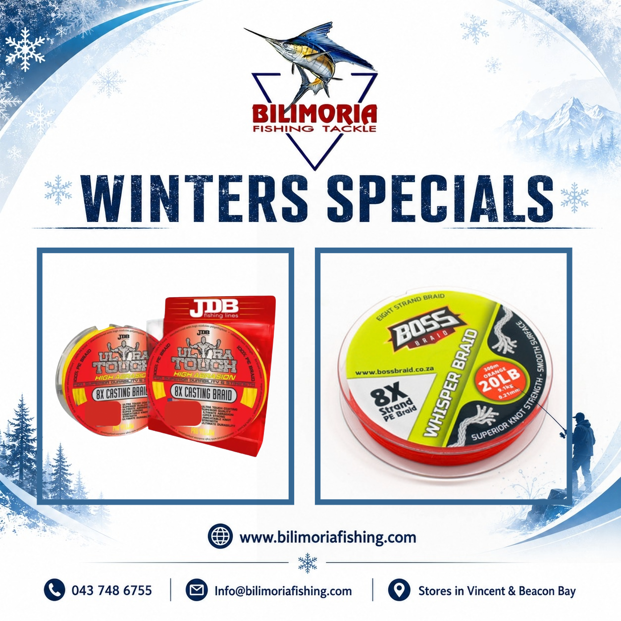 Winter Specials: JDB Ultra Tough 300yd Braid & 300m Boss Whisper Braid