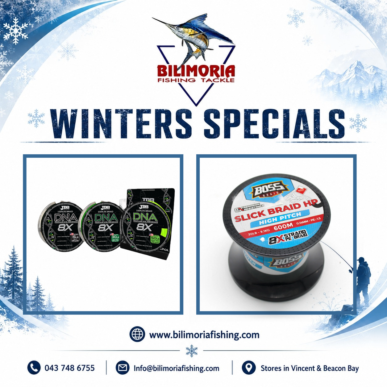Winter Specials: JDB DNA 300yd Braid & 600m Boss Slick HP Braid