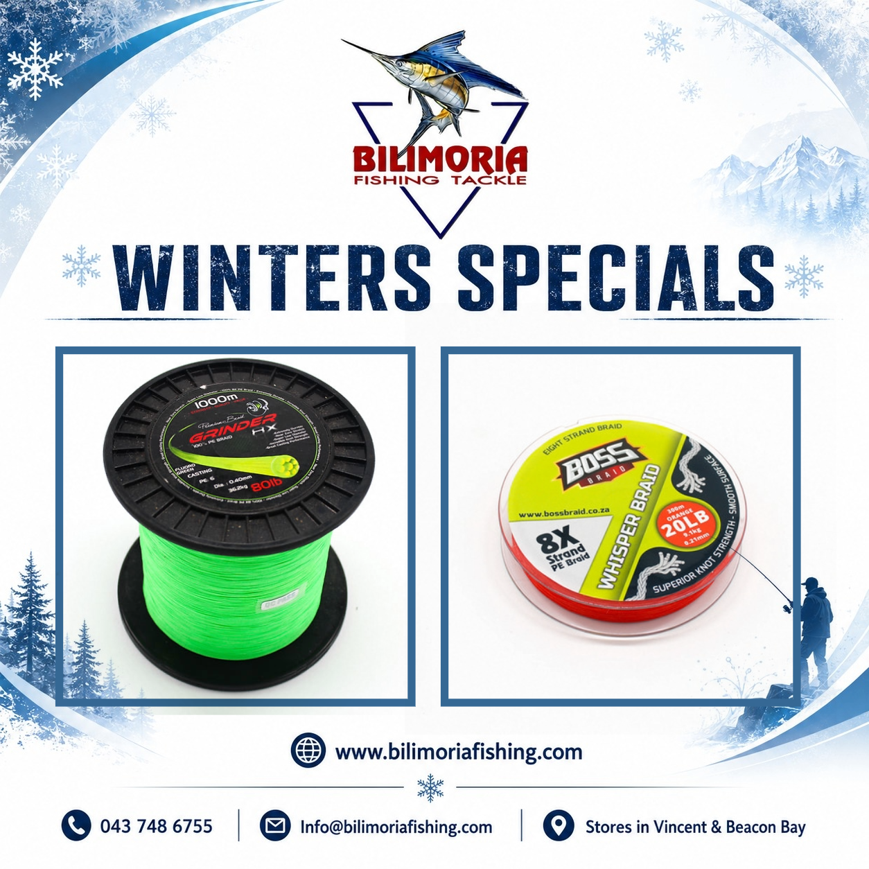 Winter Specials: Grinder 8X Braid 1000m & Boss Whisper Braid 300m