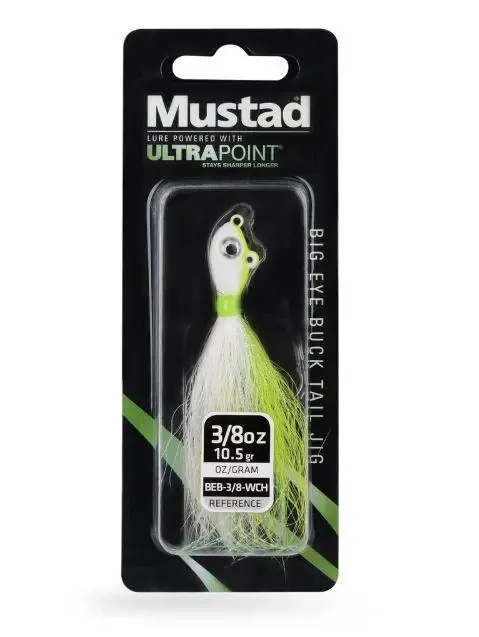 Thumbnail: Mustad Big Eye Bucktail White Chartreuse