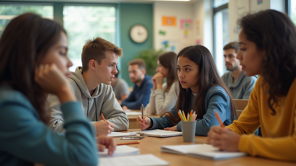 High angle view of a community center with teens engaging in activities