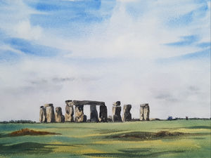 stonehenge watercolour landcsape painting