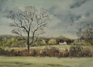 landscape trees painting watercolour